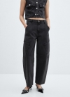 Mango Jeans slouchy cargo tiro medio - Gris oscuro