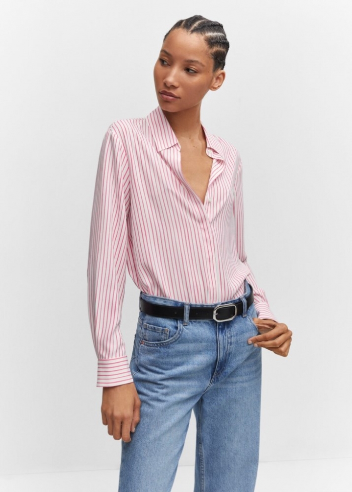 Mango Camisa fluida regular - Rosa