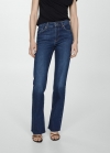 Mango Jeans rectos tiro medio aberturas - Azul oscuro
