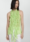Mango Blusa semitransparente volantes - Verde