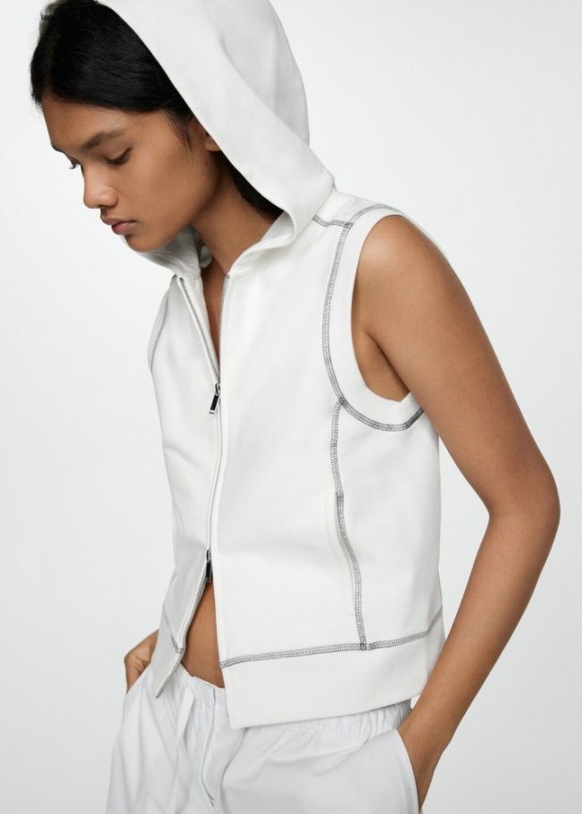 Mango Top costuras doble cremallera - Blanco