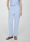 Mango Pantalón traje lino - Azul celeste