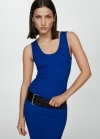 Mango Vestido largo canalé - Azul eléctrico