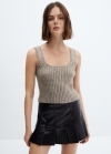 Mango Top tirantes canalé - Gris