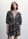 Mango Vestido estampado floral - Negro
