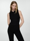 Mango Top punto cuello polo - Negro