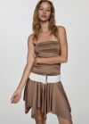Mango Vestido satinado fruncido - Marrón claro/pastel