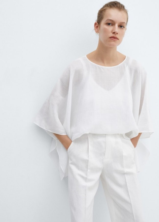 Mango Capa 100% ramio - Blanco