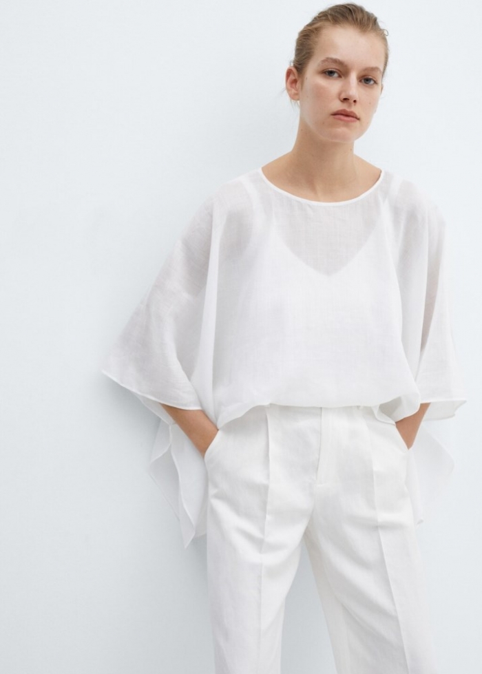 Mango Capa 100% ramio - Blanco