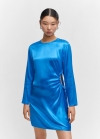 Mango Vestido satinado abertura - Azul