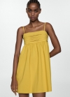 Mango Vestido escote drapeado - Amarillo