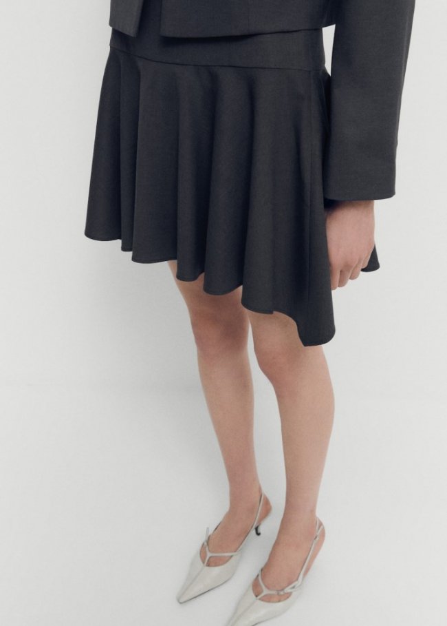 Mango Minifalda lana bajo asimétrico - Gris