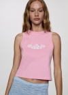 Mango Top sin mangas estampado - Rosa pastel