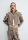Mango Chaqueta crop botones - Marrón medio