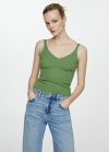 Mango Top punto escote pico - Verde