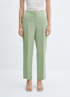 Mango Pantalón 100% lino recto - Verde pastel
