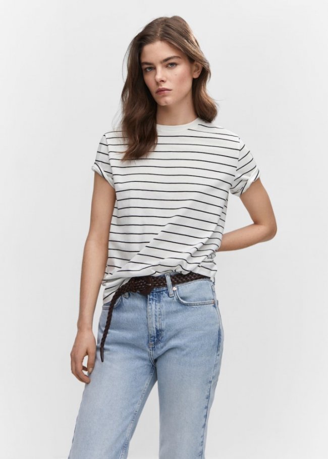 Mango Camiseta 100% algodón - Blanco roto