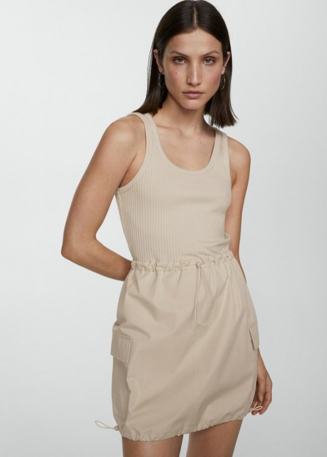 Mango Vestido parachute combinado - Beige