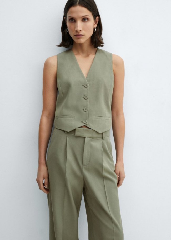 Mango Chaleco traje botones - Verde pastel