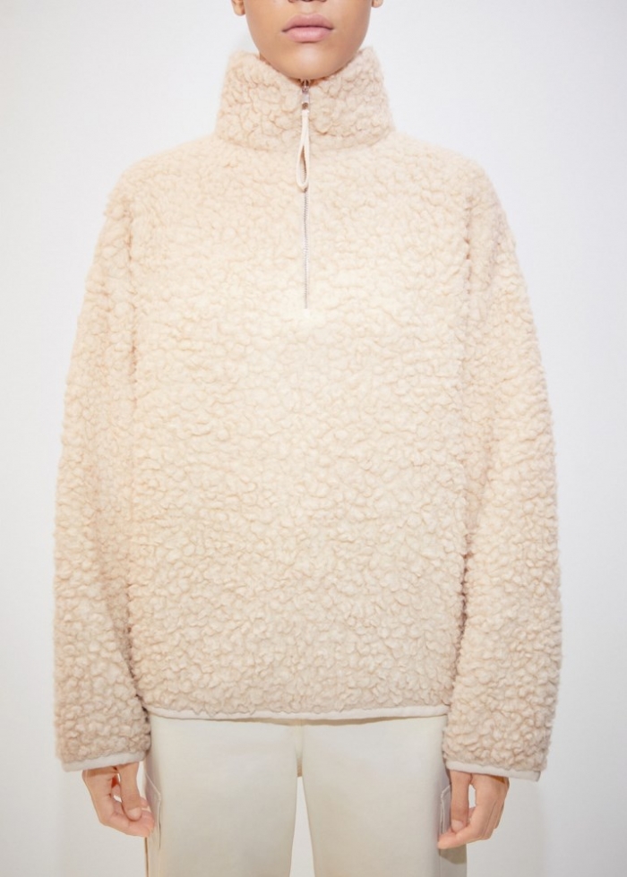 Mango Sudadera lana cuello cremallera - Crudo