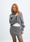 Mango Minifalda punto costuras - Gris oscuro vigoré