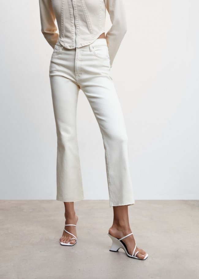 Mango Jeans flare crop - Blanco roto