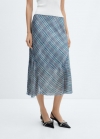 Mango Falda midi satinada cuadros - Azul