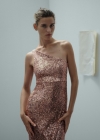 Mango Vestido asimétrico lentejuelas lazo - Beige