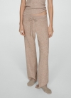 Mango Pantalón punto fino canalé - Arena