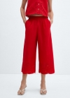 Mango Pantalón culotte bordado - Rojo