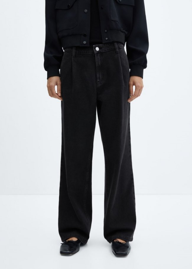 Mango Jeans rectos pinzas - Denim negro