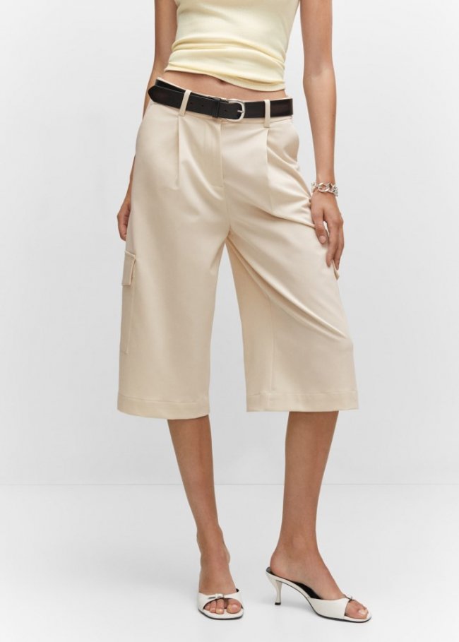 Mango Bermudas cargo pinzas - Crudo