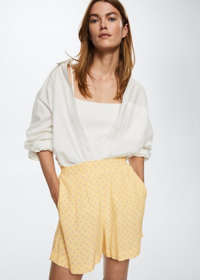 Mango Shorts estampados - Amarillo