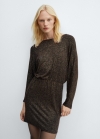 Mango Vestido corto brillante cintura elástica - Oro