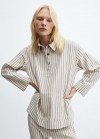Mango Camisa pijama rayas - Beige
