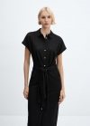 Mango Vestido camisero lazo - Negro
