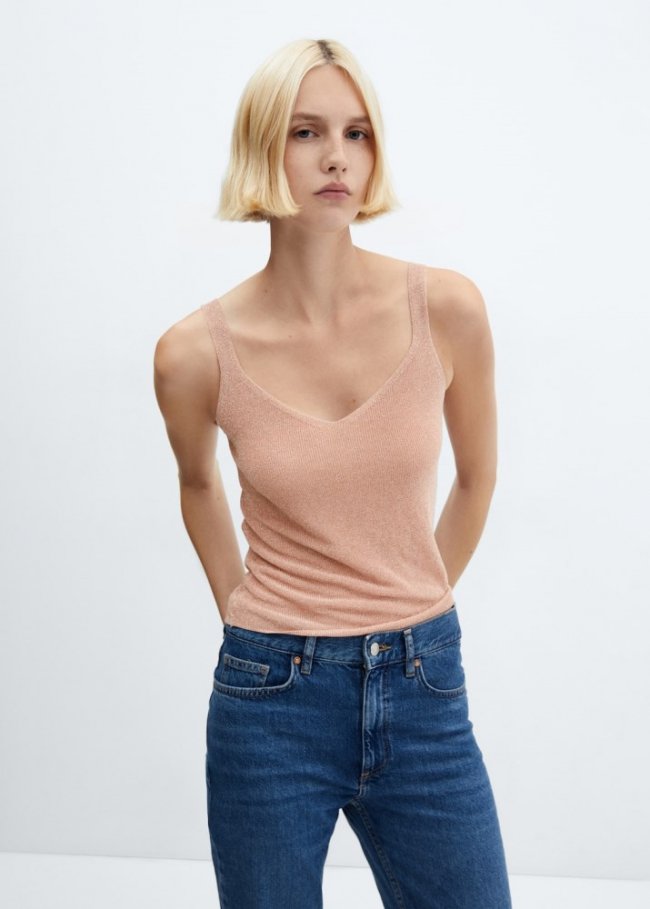 Mango Top punto lúrex - Rosa palo