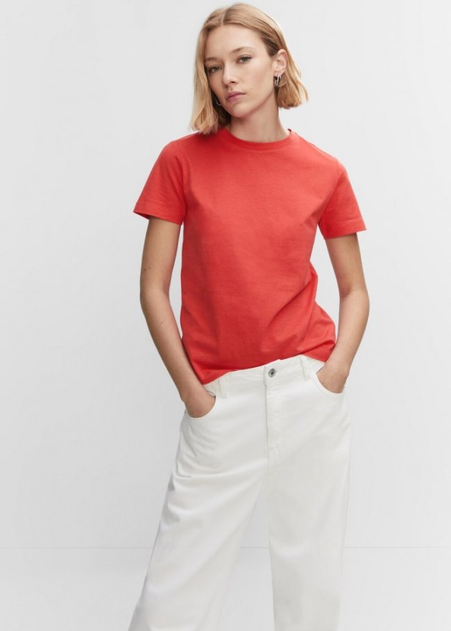 Mango Camiseta 100% algodón - Naranja