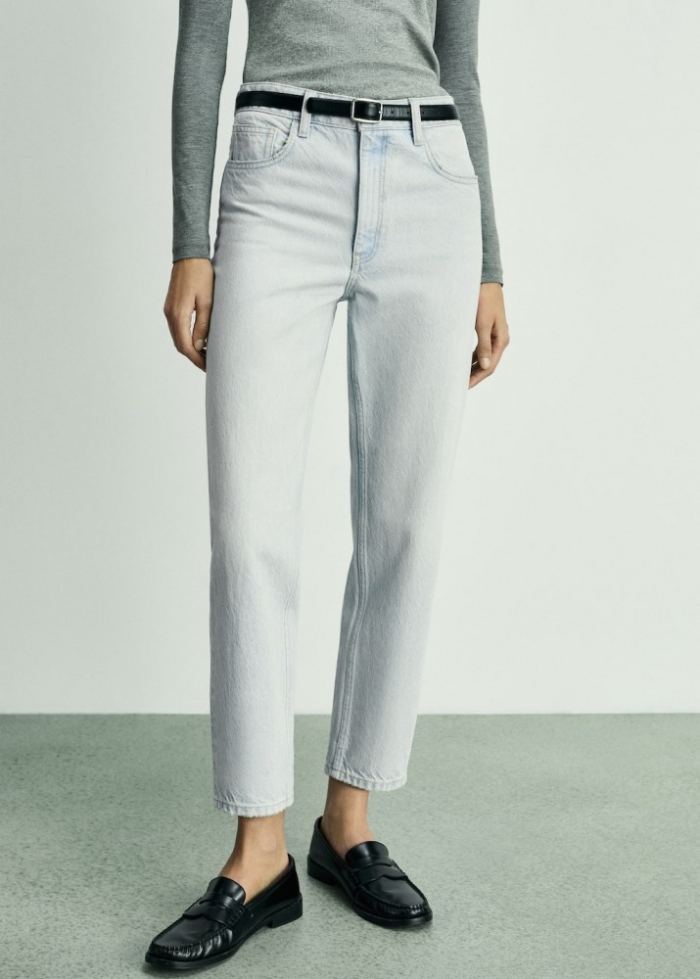 Mango Jeans Newmom confort tiro alto - Azul bleach