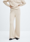 Mango Pantalón wideleg cintura elástica - Beige