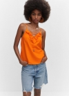 Mango Top cordón ajustable volantes - Naranja