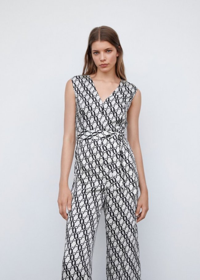 Mango Mono estampado cadena - Negro