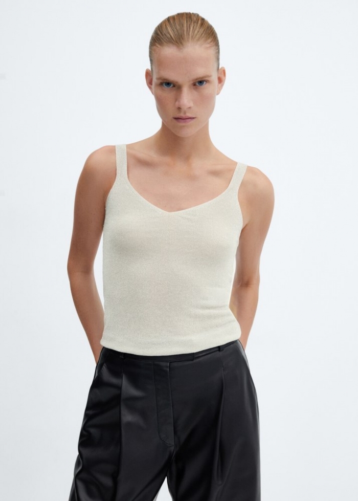 Mango Top punto lúrex - Plata