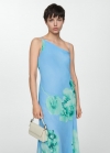 Mango Vestido asimétrico floral - Azul celeste