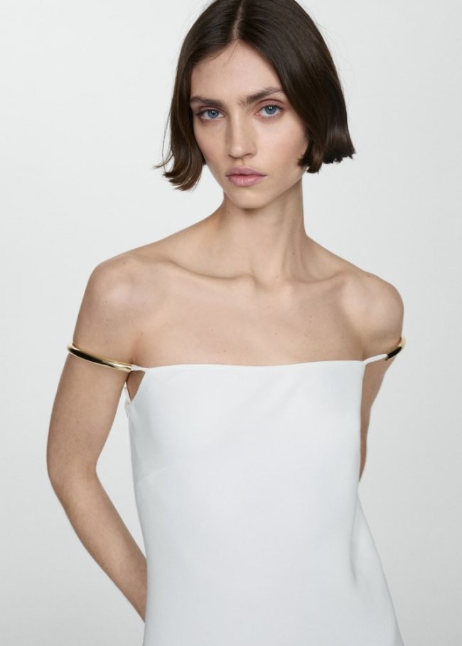 Mango Vestido tirantes detalle metálico - Blanco