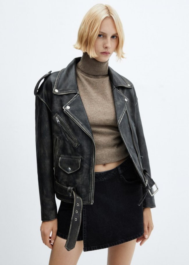 Mango Falda pantalón vaquera - Denim negro