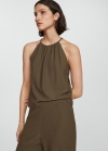 Mango Top textura fruncido - Khaki