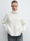Mango Jersey canalé cuello vuelto - Crudo