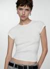 Mango Camiseta manga corta punto - Blanco