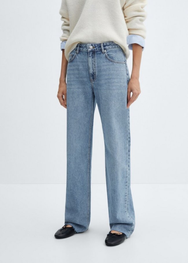 Mango Jeans wideleg tiro medio - Azul medio
